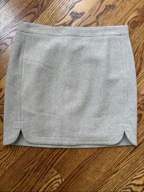 J. Crew Factory Oatmeal/Gray Scalloped Hem Mini Skirt